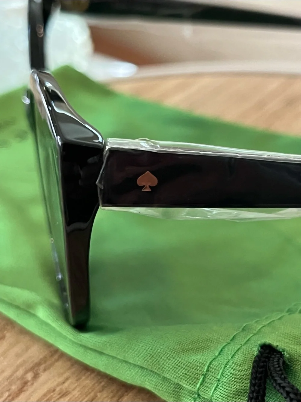 Kate Spade New York Cat Eye Black Sunglasses with Green Pouch